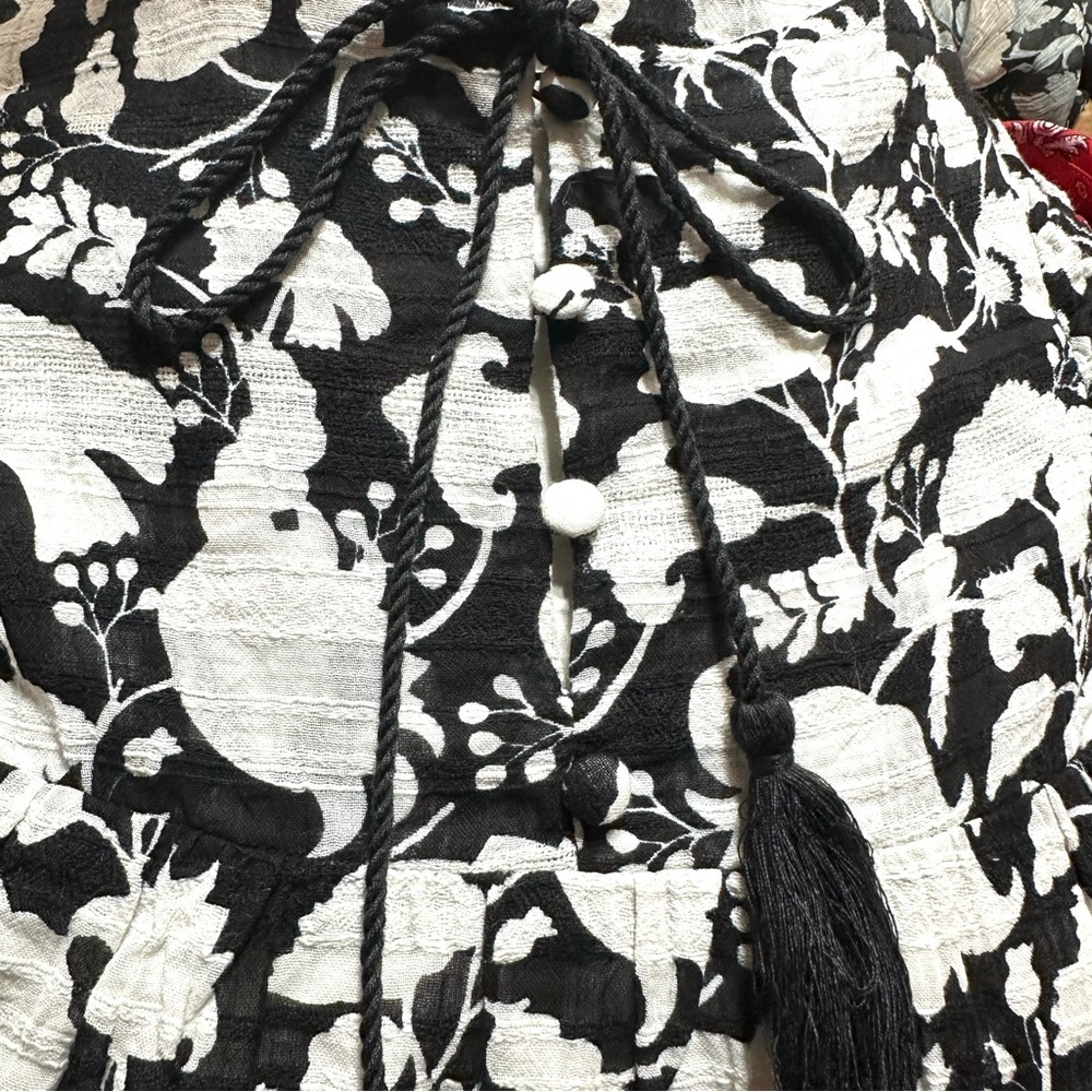Studio Park Black & White Floral Dress with Sash NWOT - Picture 3 of 8